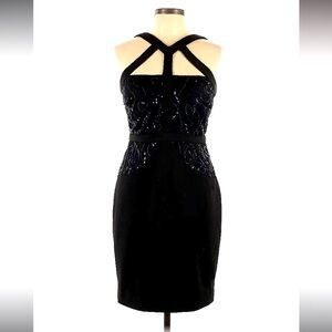 Calvin Klein Beaded Cage Halter Dress